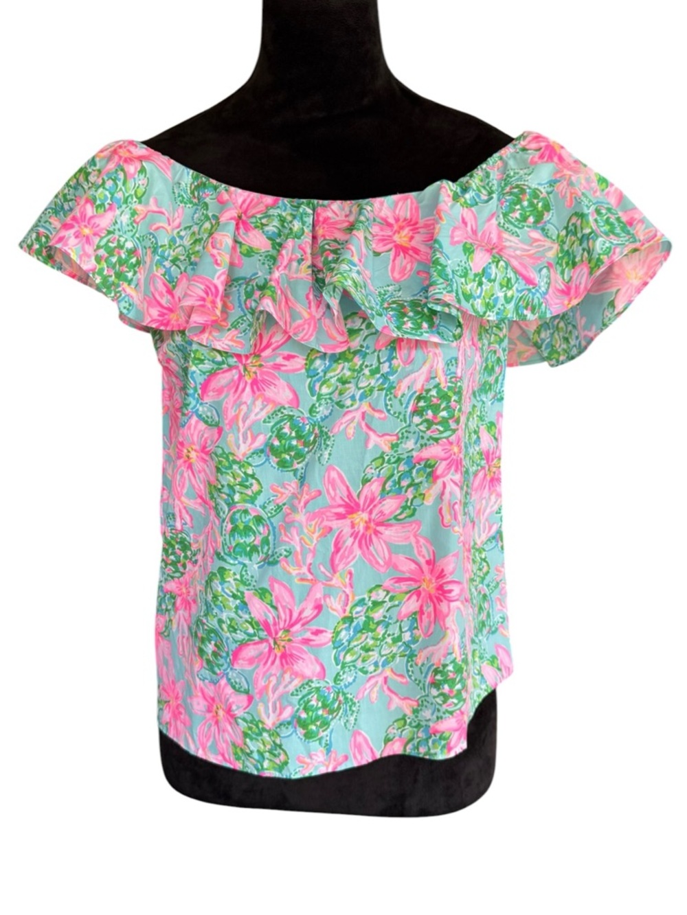 Lilly Pulitzer Zeldie One Shoulder Ruffle Top Size Xtra Small - Picture 3 of 8